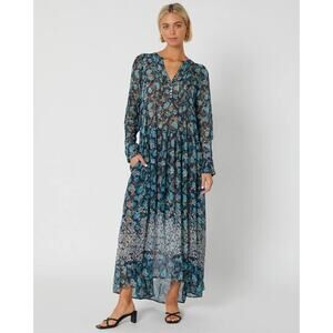 Free people Womens See it through Maxi dress Long sleeve Multicolor size M